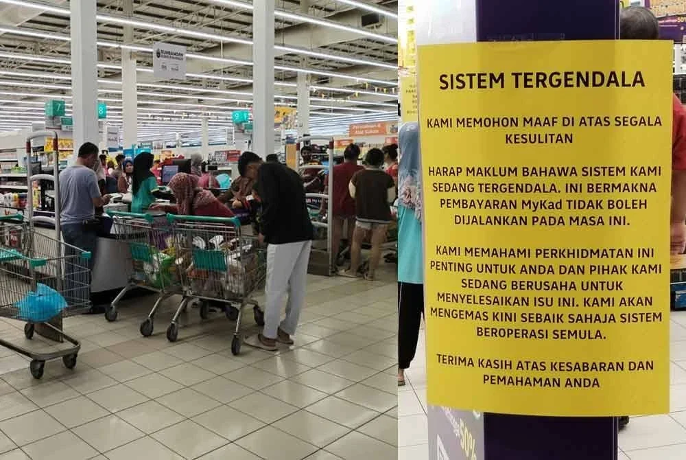 Sistem bantuan SARA berdepan gangguan teknikal menyebabkan penerima terpaksa berbelanja secara tunai sementara menunggu sistem dipulihkan.