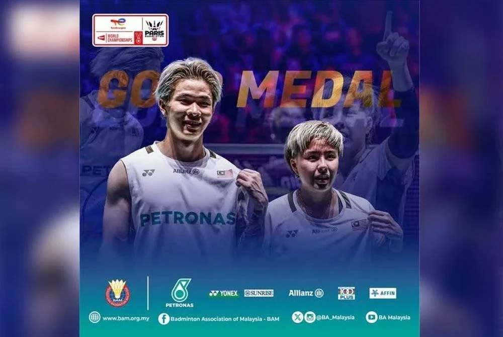 Perdana Menteri mengucapkan tahniah kepada Tang Jie-Ee Wei atas kejayaan merangkul gelaran juara Kejohanan Badminton Dunia 2025. Foto FB BAM