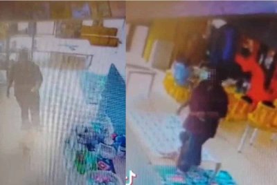 Tangkap layar video tular yang memaparkan seorang wanita mengasari kanak-kanak perempuan dipercayai berlaku di sebuah taska di Kuala Langat.