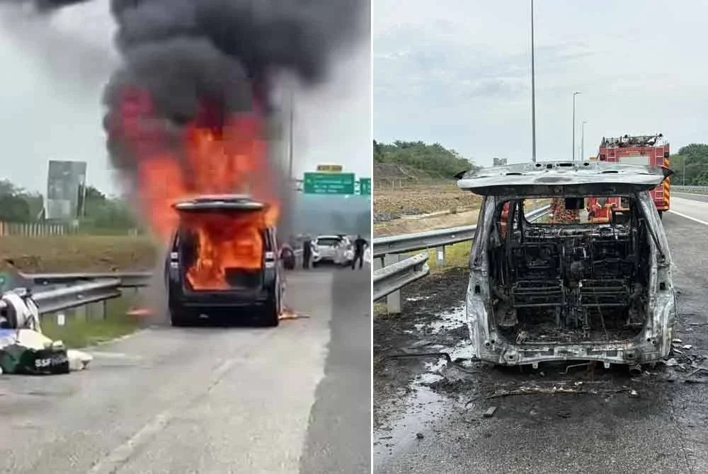 Kenderaan milik Ahli Parlimen Dungun, Wan Hassan Mohd Ramli, musnah terbakar hampir 95 peratus dalam kejadian di LPT2 berhampiran susur keluar Paka, pada Isnin.