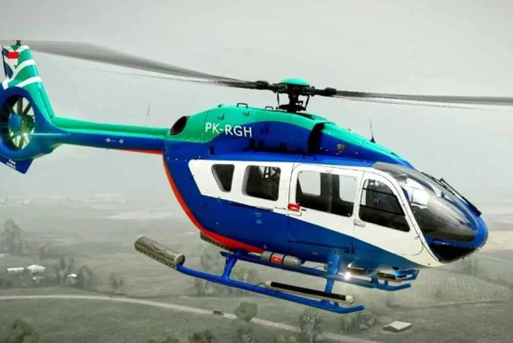 Helikopter ini dilaporkan hilang hubungan di Daerah Mantewe, Tanah Bumbu, Kalimantan Selatan. - Foto: Agensi