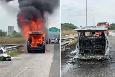 Kenderaan milik Ahli Parlimen Dungun, Wan Hassan Mohd Ramli, musnah terbakar hampir 95 peratus dalam kejadian di LPT2 berhampiran susur keluar Paka, pada Isnin.