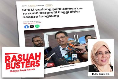 Laporan Sinar Harian berhubung SPRM cadang perbicaraan kes rasuah berprofil tinggi disiar secara langsung