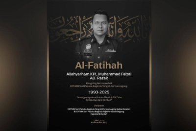 Yang di-Pertuan Agong turut menzahirkan takziah atas pemergian anggota polis pengiring Istana Negara yang maut kemalangan di Jalan Sungai Tua Ulu Yam pada Selasa. Foto FB Sultan Ibrahim Sultan Iskandar
