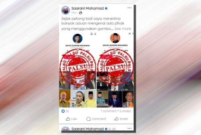 Saarani mendedahkan wujud akaun palsu menggunakan gambar dan suaranya menerusi aplikasi media sosial.