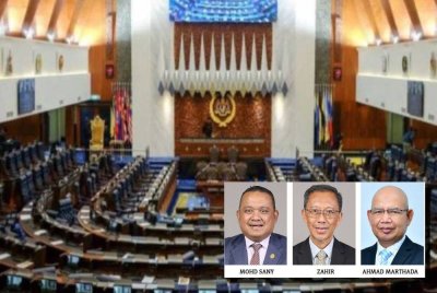 Ahli Parlimen menolak spekulasi pembangkang bahawa PRU16 bakal diadakan tahun depan. (Gambar kecil: Mohd Sany, Zahir dan Ahmad Marthada)