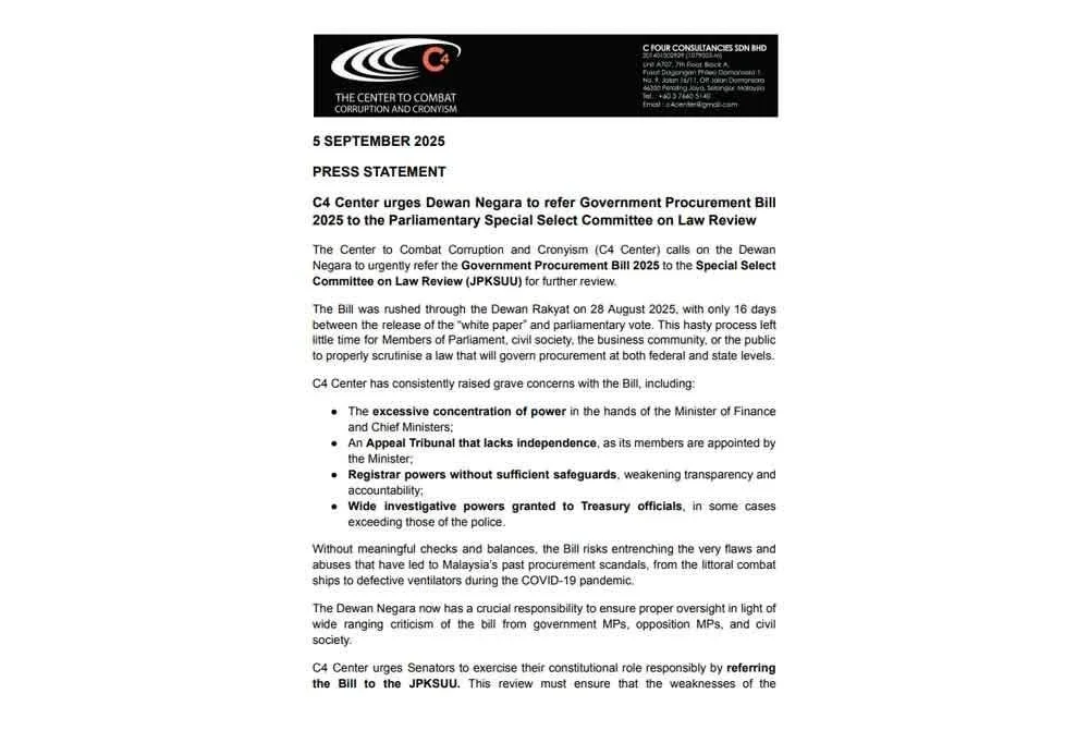 Kenyataan media C4 Center.