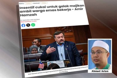 Laporan Sinar Harian mengenai kenyataan Amir Hamzah mengenai insentif cukai kepada majikan yang menggajikan pekerja berusia 60 tahun ke atas.