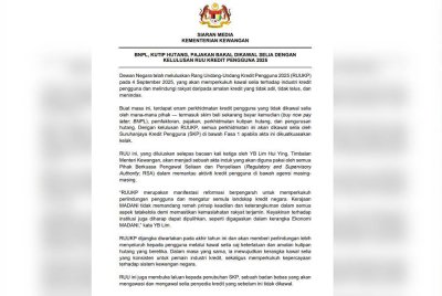 Kenyataan media MOF pada Jumaat