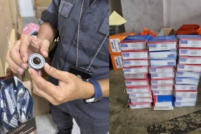 KPDN merampas bearing motosikal tiruan dalam serbuan di sebuah premis di Bandar Manjalara, Kuala Lumpur pada Rabu lalu.