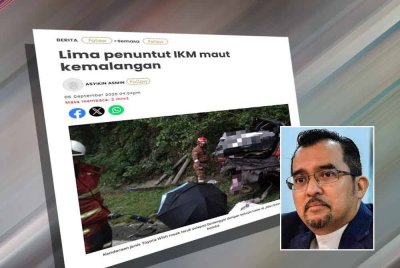 Laporan Sinar Harian berhubung lima penuntut IKM maut kemalangan. Gambar kecil: Asyraf Wajdi