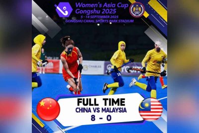 Malaysian Tigress membuka tirai Piala Asia 2025 dengan langkah sumbang apabila dibelasah tuan rumah China 8-0 dalam aksi Kumpulan A di Gongshu pada Jumaat.