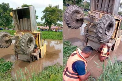 Seorang remaja lelaki dikhuatiri lemas selepas mesin padi yang dinaikinya bersama tiga lagi rakannya terjatuh ke dalam sungai di Kampung Sanglang, di Jitra.