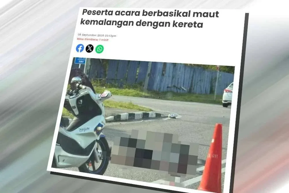 Laporan Sinar Harian mengenai seorang peserta acara kayuhan berbasikal maut apabila terlibat kemalangan dengan sebuah kereta di Jalan Kuala Muda, Langkawi pada Sabtu.