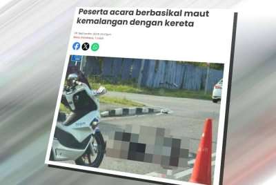 Laporan Sinar Harian mengenai seorang peserta acara kayuhan berbasikal maut apabila terlibat kemalangan dengan sebuah kereta di Jalan Kuala Muda, Langkawi pada Sabtu.