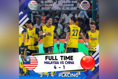 Speedy Tigers menamatkan kempen Piala Asia 2025 dengan kemenangan bergaya 4-1 ke atas China. Foto Malaysian Hockey Confederation