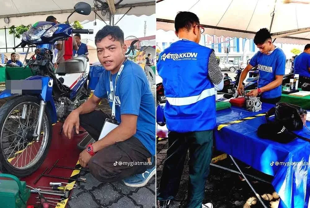 Syukur ketika menjalani latihan membaiki motosikal yang merupakan sebahagian daripada Kursus Teknologi Motosikal di GiatMara Hulu Terengganu. FOTO: GiatMara Malaysia