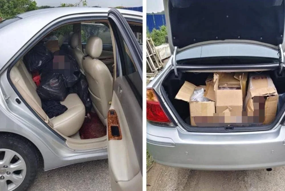 Hasil pemeriksaan ke atas kenderaan tersebut menemukan sejumlah besar rokok dipercayai tidak bercukai yang disorok dalam kotak.