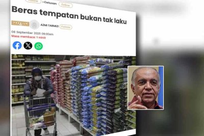 Laporan Sinar Harian mengenai isu bekalan beras tempatan bukan tidak laku. Foto kecil: Ameer Ali