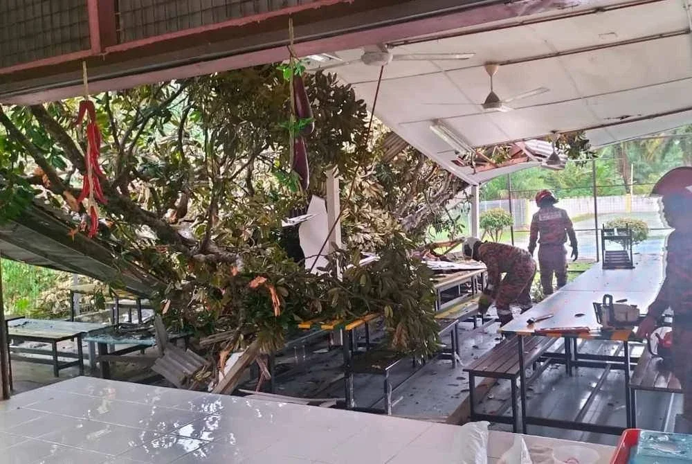 Kerja-kerja pemotongan dan pembersihan kawasan terjejas selesai dijalankan oleh pasukan bomba.