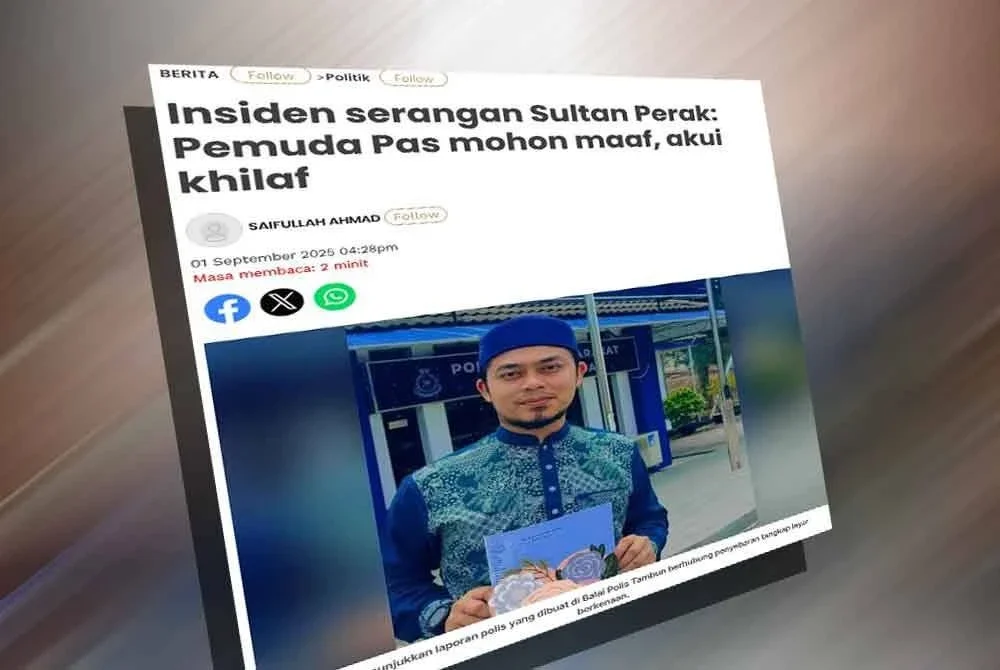 ADUN Manjoi, Hafez Sabri tampil memohon maaf dan mengakui kekhilafan berhubung satu hantaran di Facebook miliknya yang tular berkaitan insiden cubaan seorang wanita menyerang Sultan Perak.
