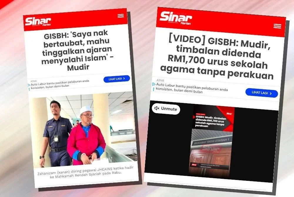 Laporan Sinar Harian berkenaan pertuduhan terhadap Zahanizam dan Lufti.