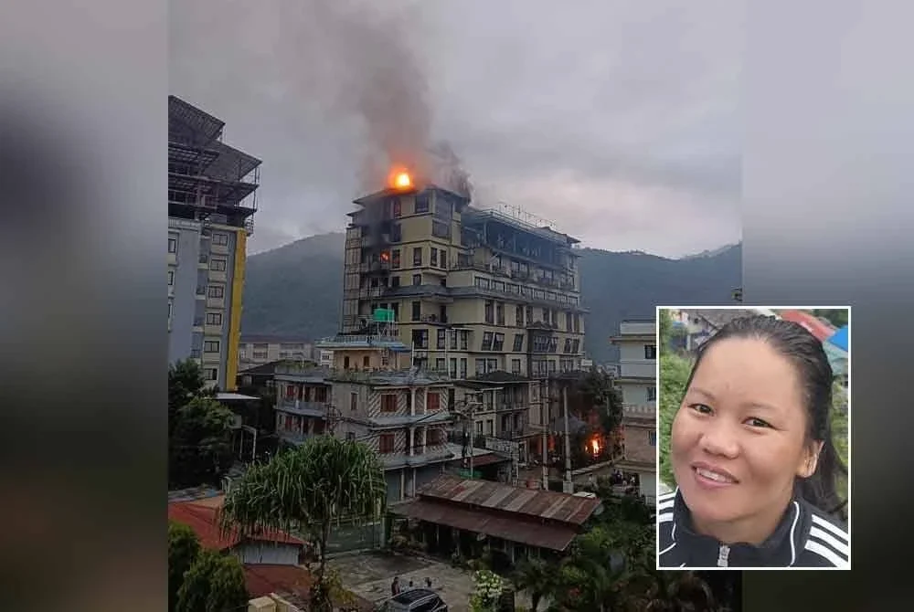 Aisyah (gambar kecil) menyaksikan sendiri sebuah hotel dibakar.