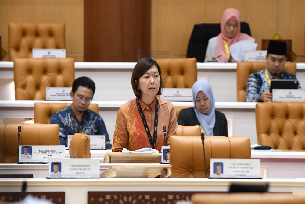 Sandrea menjawab soalan lisan Wong Chai Yi (PH - Simpang Pulai) pada Sidang Dewan Undangan Negeri (DUN) Perak di Bangunan Perak Darul Ridzuan pada Khamis. Foto: ihsan Urusetia DUN Perak