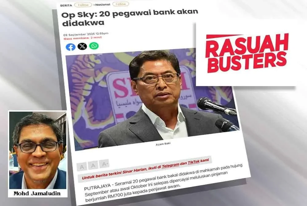 Laporan Sinar Harian berhubung 20 pegawai bank bakal didakwa di mahkamah selepas dipercayai meluluskan pinjaman berjumlah RM700 juta kepada penjawat awam.