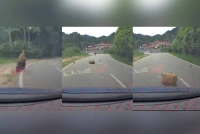 Tangkap layar video perkongsian daripada rakaman dashcam milik Nurul Huda.