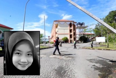 Lokasi kejadian di bangunan asrama perempuan Blok Rabiatul Adawiyah Sekolah Menengah Kebangsaan Agama Tun Datu Mustapha. Foto Bernama
