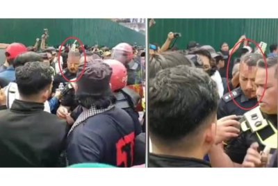 Ketua Polis Daerah Dang Wangi cedera semasa operasi pemantauan operasi pemotongan bekalan elektrik di Kampung Baru, Kuala Lumpur pada Khamis.