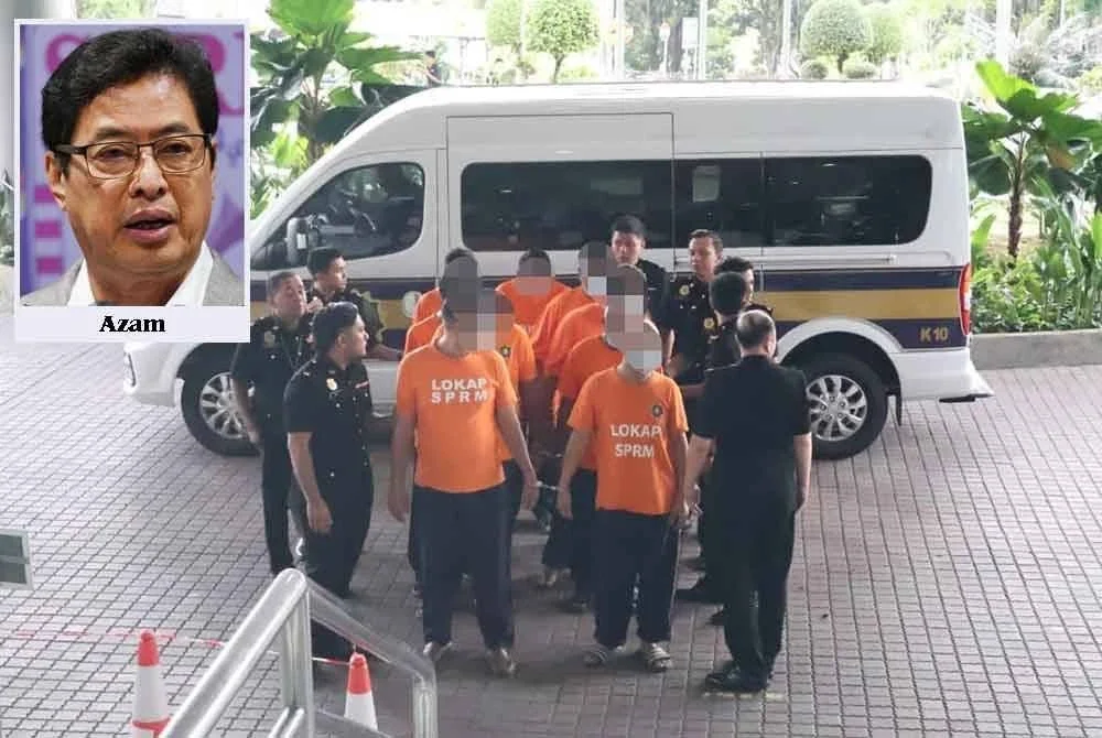 Antara individu yang ditahan untuk siasatan sindiket counter setting. Gambar kecil: Azam