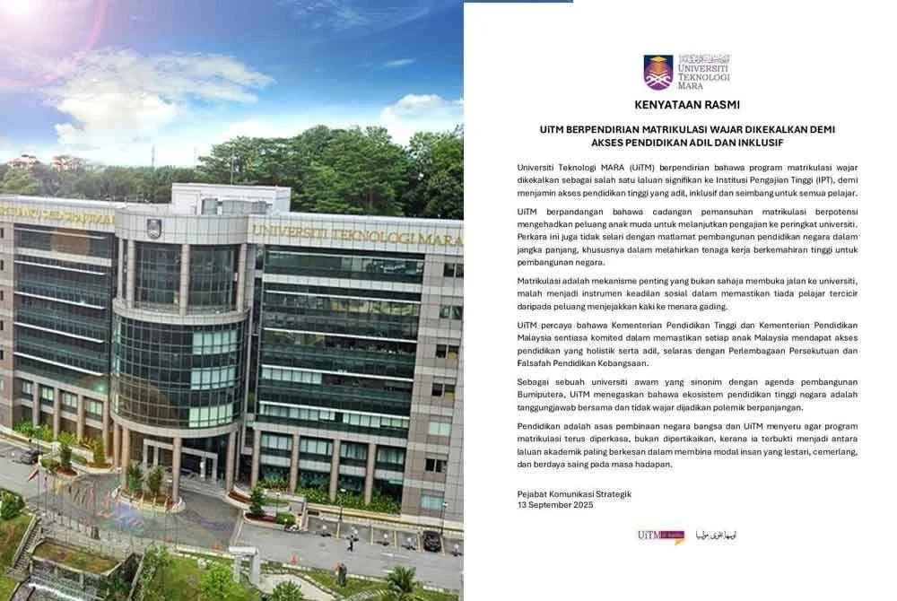 Hantaran UiTM di Facebook pada Sabtu.