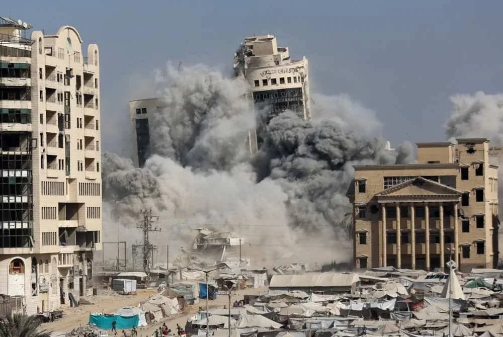 Menara al-Ruya menjadi sasaran terbaharu kempen pengeboman Israel di Bandar Gaza.