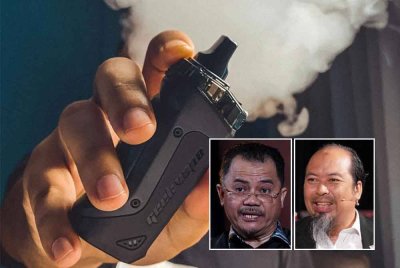 Kerajaan Persekutuan akan mengharamkan sepenuhnya penjualan vape sebagai langkah membendung penyalahgunaan produk itu. - Gambar hiasan, gambar kecil dari kiri: Aimi Zulhazmi, Ahmed Razman