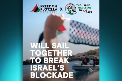 Inisiatif Global Sumud Flotilla bertujuan mencabar sekatan Israel dan menyampaikan bantuan kemanusiaan ke Gaza. Foto Facebook Freedom Flotilla Coalition
