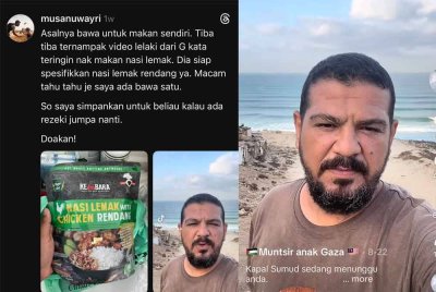 Hantaran pengguna Tiktok dengan nama Muntsir anak Gaza menarik perhatian apabila menitip pesan kepada para sukarelawan supaya tidak lupa membawa nasi lemak berlaukkan rendang.