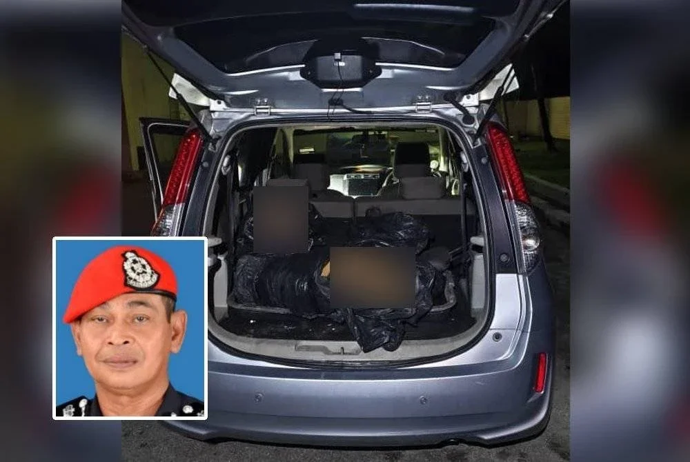Penemuan bangkai harimau belang dipercayai diburu secara haram di dalam kereta Perodua Alza. Foto kecil: Rosli.
