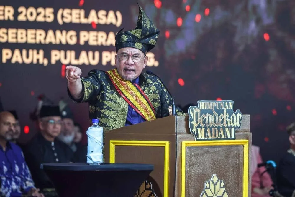 Anwar ketika berucap pada Himpunan Pendekar Madani di Politeknik Seberang Perai, Permatang Pauh pada Selasa. Foto Bernama