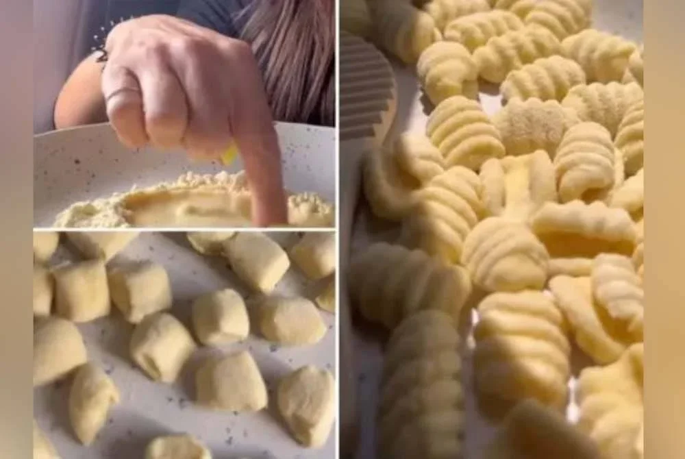 Brooks santai di tempat duduk penumpang dalam pesawat ketika berkongsi cara membuat gnocchi. Foto Agensi