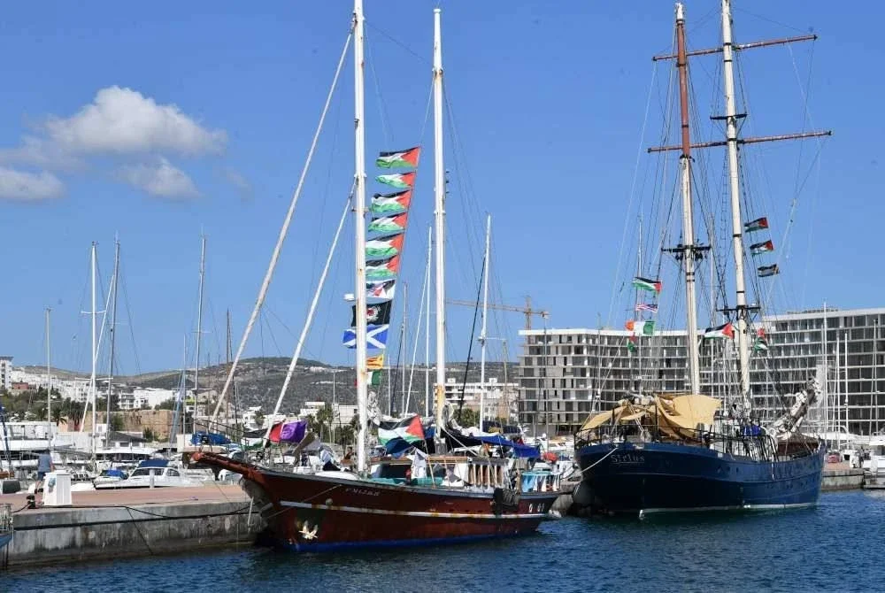 Bot-bot yang merupakan sebahagian daripada Global Sumud Flotilla berkumpul di pelabuhan Bizerte, Tunisia, menjelang pelayaran yang dijadualkan ke Jalur Gaza pada 13 September lalu. Foto AFP