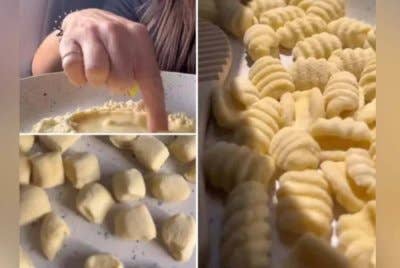 Brooks santai di tempat duduk penumpang dalam pesawat ketika berkongsi cara membuat gnocchi. Foto Agensi