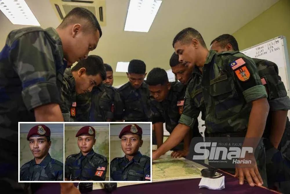 Kelas pandu arah dititik beratkan supaya lebih mahir dalam penugasan jika melibatkan rentas hutan. Foto MOHD RAFIQ REDZUAN HAMZAH (Gambar kecil: Hazamiezal, Alexender, Syafizam)