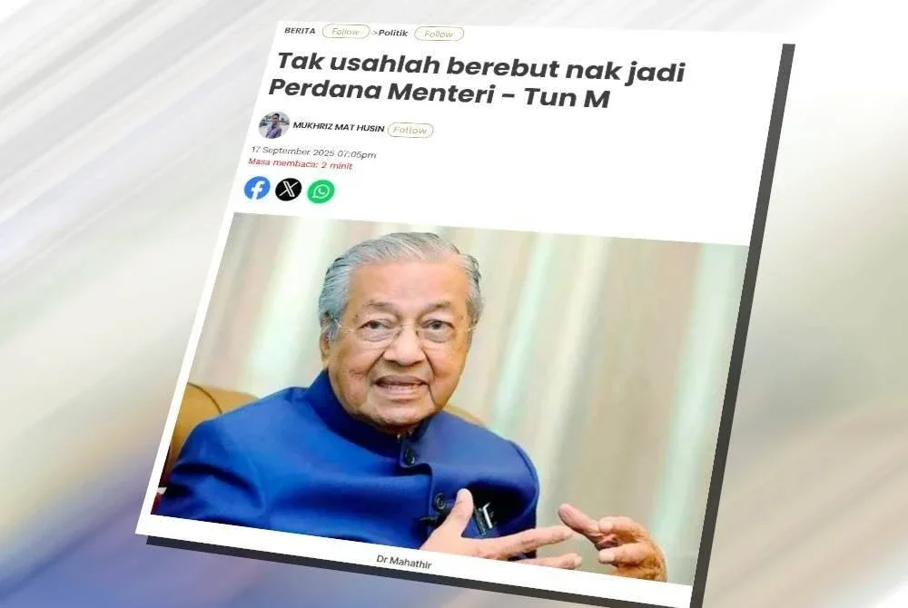 Laporan Sinar Harian pada Rabu mengenai peringatan Dr Mahathir supaya keutamaan diberikan pada usaha menyatupadukan bangsa Melayu berbanding berebut untuk jawatan calon Perdana Menteri.