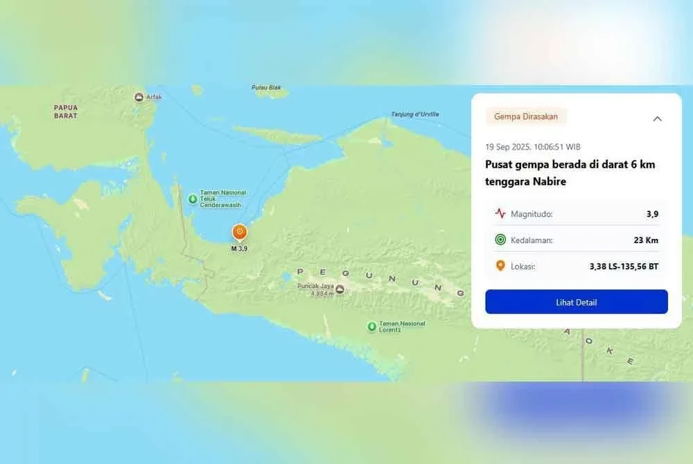 Gempa bumi berukuran 6.6 magnitud menggegarkan daerah Nabire di wilayah Papua Tengah. Foto BMKG