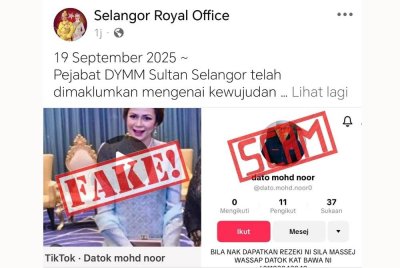 Tangkap layar Facebook Selangor Royal Office.