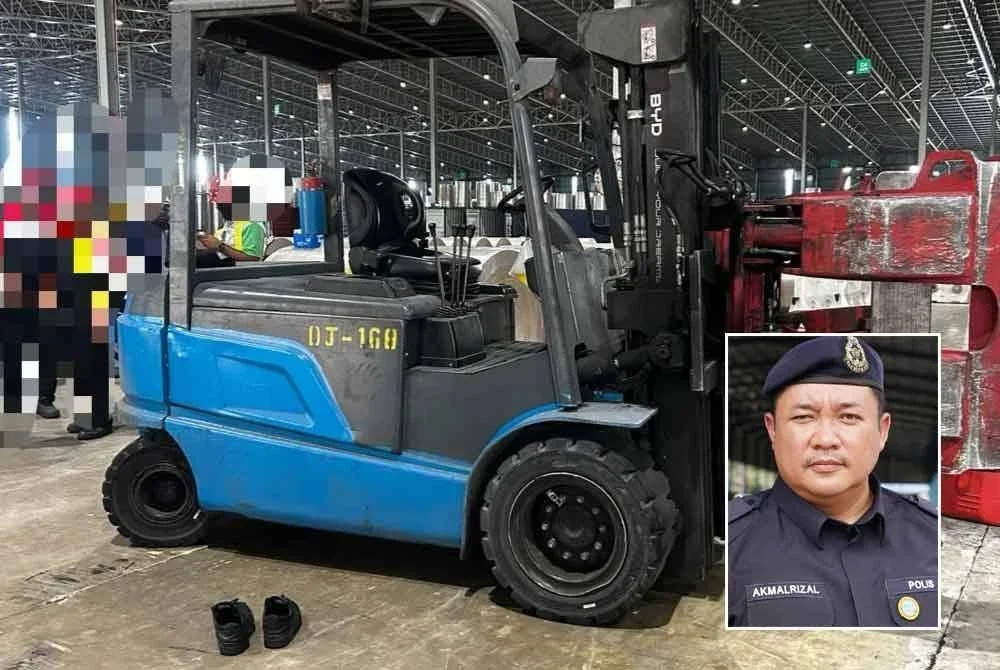 Lokasi kejadian kemalangan maut di sebuah kilang di Banting pada Khamis. Gambar kecil: Mohd Akmalrizal