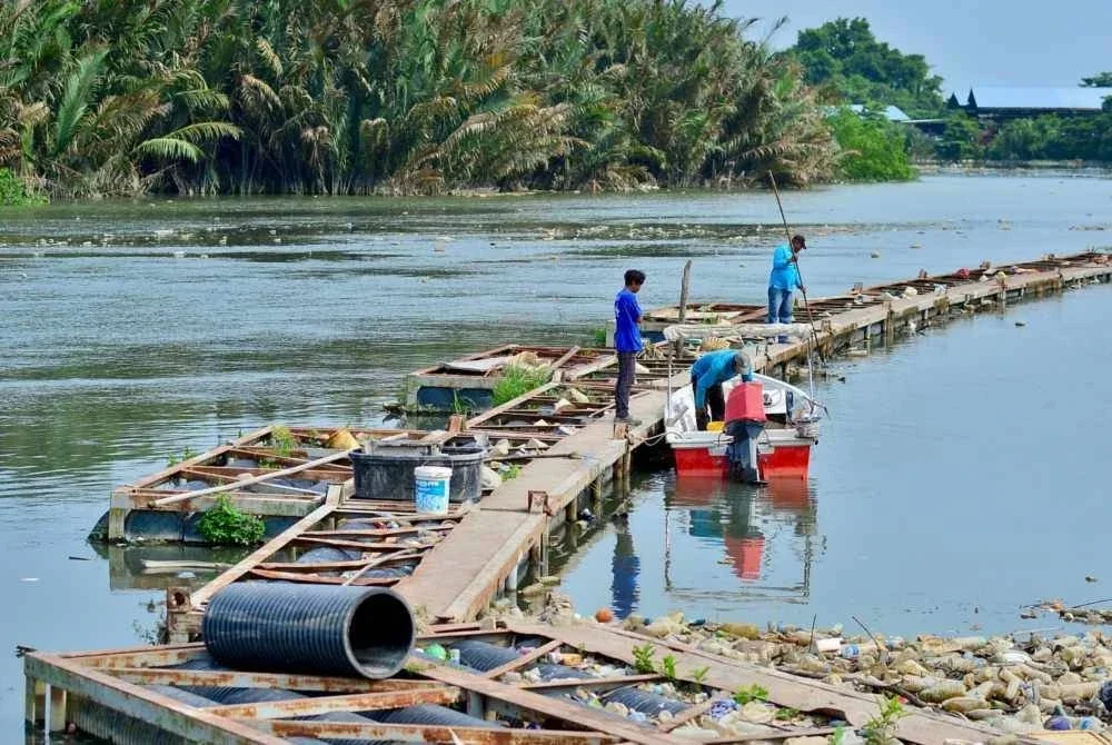 Pekerja mengasingkan bahan kitar semula seperti plastik dan aluminium daripada sisa organik serta buangan lain secara manual.
