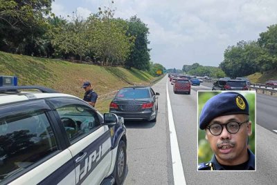 Antara kenderaan dikesan guna lorong kecemasan bagi potong barisan ketika trafik sesak pada musim cuti persekolahan minggu lalu. Gambar kecil: Hanif Yusabra
